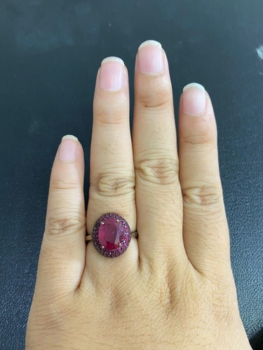 NATURAL RUBY 8X6 RUBY DIAMOND CUT STERLING SILVER 925 RING EARRING - 第 11/13 張圖片