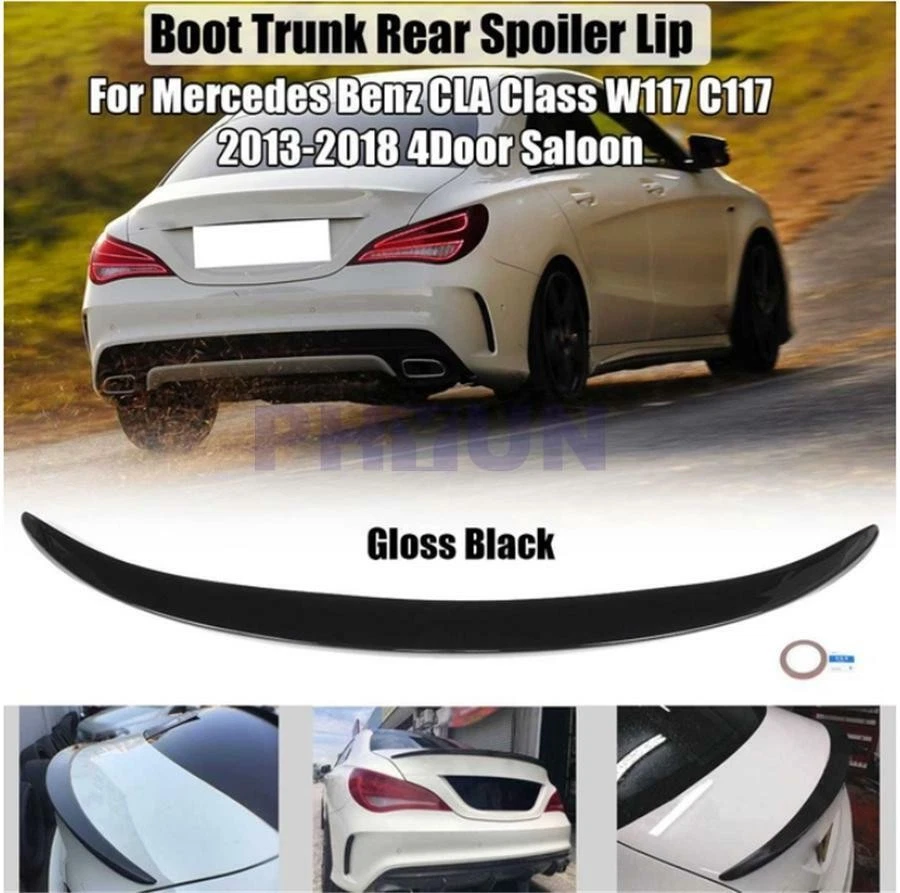 Car Trunk Spoiler Lip Gloss Black For Mercedes-Benz C117 CLA200 CLA250 2013-18 - Imagem 2 de 4