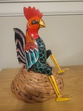 Hand Painted Rooster Folk Art Farmhouse Country Decor kitchen shelf mantel