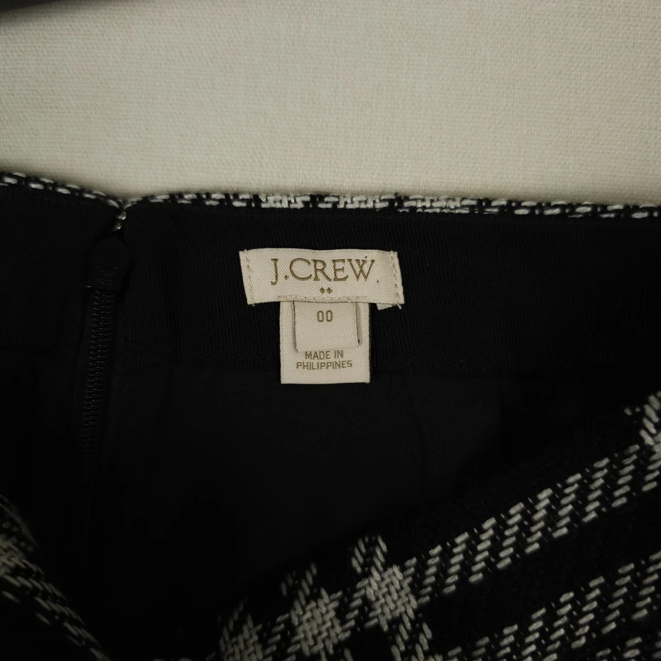 Falda J Crew para mujer 00 negra blanca a cuadros mini forrada oficina carrera vacaciones preppy Foto 3 de 4