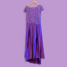 NWT Purple Mother of the Bride Lace Top Button Up Back Long Formal Dress-Size 14