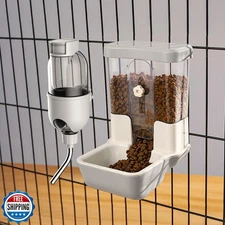Automatic Pet Food Water Dispenser, Auto Gravity Pet Feeder Water Bottle Set 