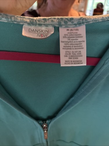 Women’s Danskin Now, Teal, Drawstring Hoodie Size Medium 8/10 Double Zipper - Picture 2 of 4
