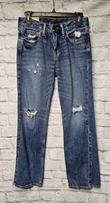 ABERCROMBIE KIDS GIRLS 14 CLASSIC STRAIGHT MEDIUM WASH RIPPED DISTRESSED JEANS