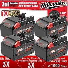 1-4x 28V 6.0Ah Li-ion Battery For Milwaukee For M28 V28 48-11-2830 48-11-2850 US