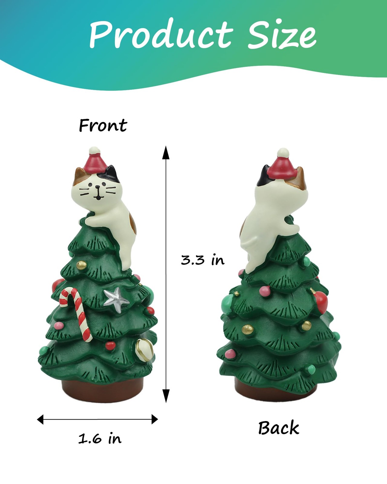 3.3 Inch Resin Christmas Cat Tree - Perfect for Office, Home or Gift - Adorab...