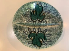 Blue Ridge Pottery Hand Painted Sponge Ware Sectioned Bowl WOW