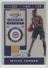 2019-20 Panini Contenders Optic Season Ticket Silver Prizm Myles Turner #31 qp4