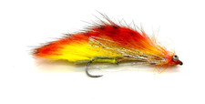 6 x Mini Snake Flies - Yellow / Hot Orange - 5cm length - Trout Fishing Flies