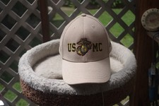 Beige USMC BASEBALL CAP HAT Logo Embossed New w/o Tags Marines Adjustable 7.62