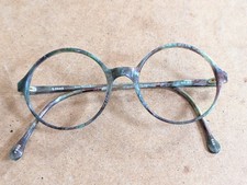 Vtg Round Anne Klein II Italy 50-20-145 Green Marble Eyeglass Frame L 1059