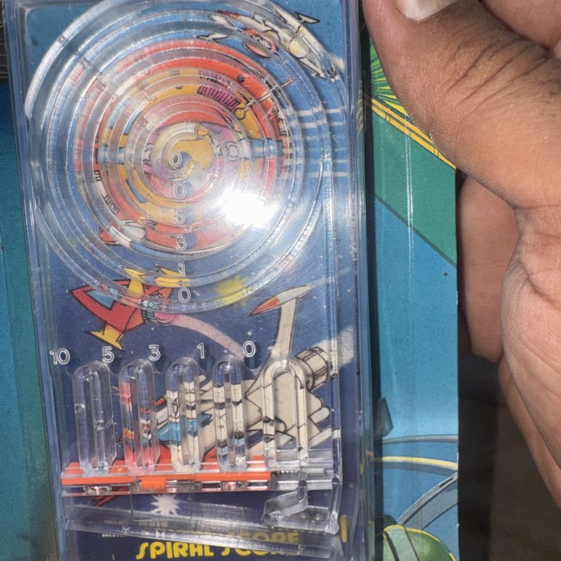 Vintage Mini Mate Spiral Score Plastic Handheld PInball Toy Game Space Ship