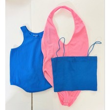 Ribbed Bodysuit  Crop Top Bundle Pink Blue M/L