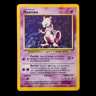 Pokemon Mewtwo Base Set Unlimited 10/102 Holo Rare HP