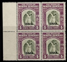NORTH BORNEO GVI SG323, 4c bronze-green & violet, NH MINT. Cat &pound;104. BLOCK x4