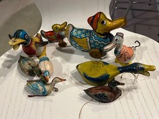 LOT of 9 Vintage Tin Toy Ducks : Windup, Pull, J Chein, Inakita, Wyandott, Other
