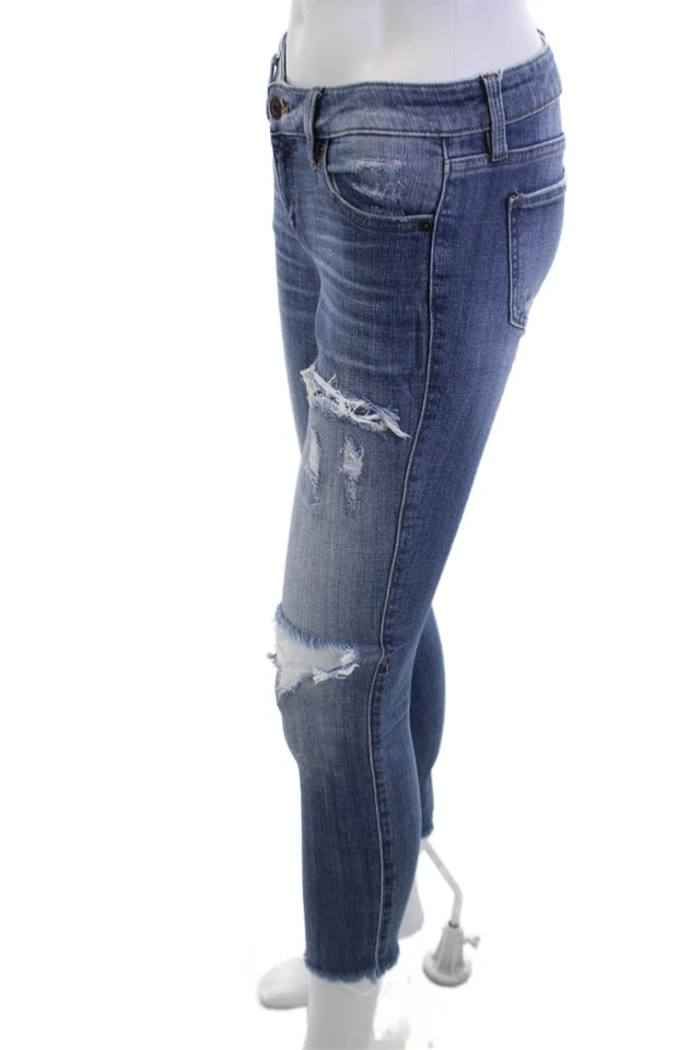 Pantalones de mezclilla ajustados al tobillo azul tiro bajo grunge talla 1 de Eunina para mujer Foto 2 de 4