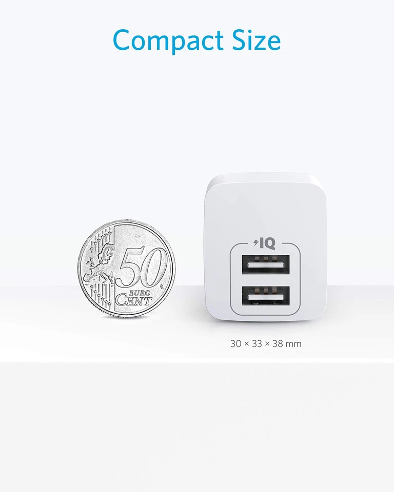 Chargeur USB PowerPort Mini Chargeur Mural Ultra Compact USB 2,5 A pour iPhone - Photo 2/4