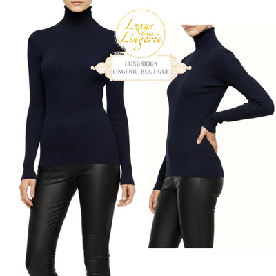 FINE MERINO PULLOVER by Wolford XS deep night Shirt Langarm Rippe mit Wolle