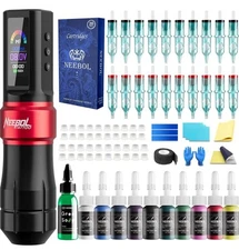 Wireless Tattoo Gun Kit, Cordless Rotary Tattoo Pen with 6h Battery Life, Mode