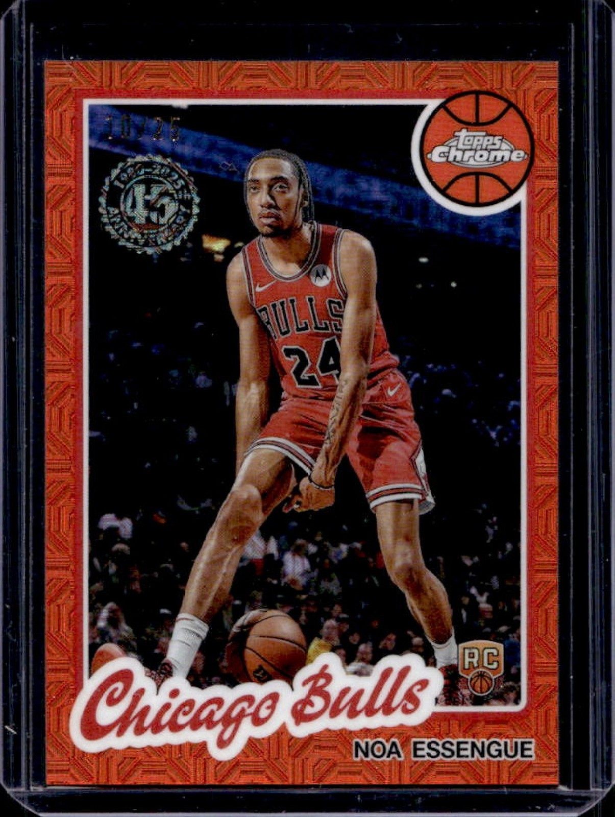 2025-26 Topps Noa Essengue 1980-81 Chrome RC Orange Mojo Refractor #/25 Bulls