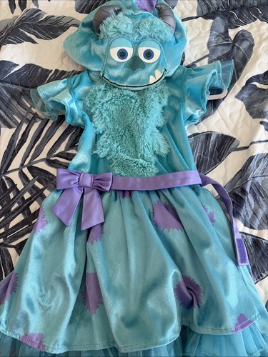 Toddler Girls Pixar Monsters Inc Sullt Short Sleeve Hooded Dress Costume - 3T/4T