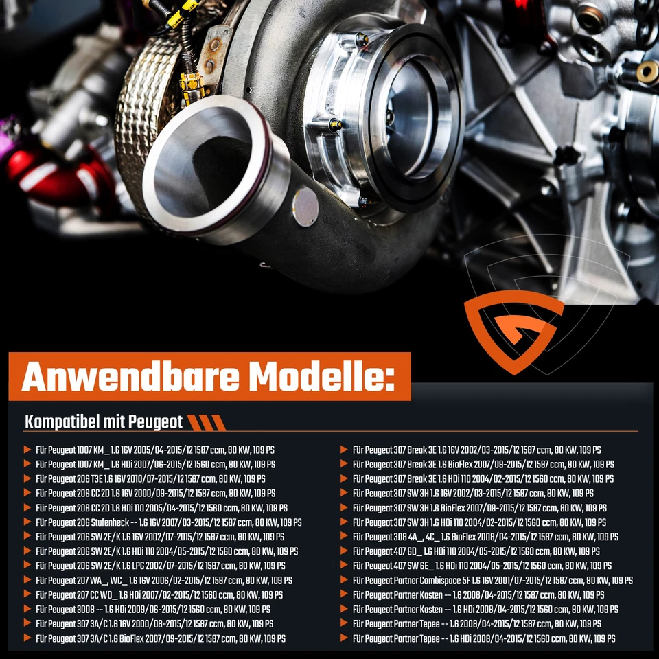 Turbolader Turbo Für Citroën C2 JM 1.6L 2005/09-2009/12 mit Dichtungen Diesel - Bild 4 von 4