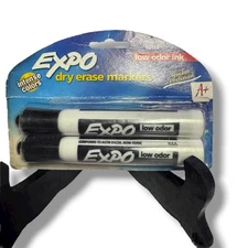 EXPO Low Odor Dry Erase Markers Chisel Tip Black 2 Pack
