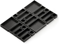 21-Piece Bamboo Drawer Organizer Storage Boxes Set, Wood Tray Junk Drawer