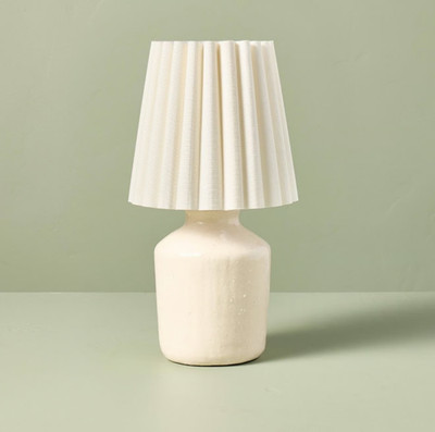 2 Set 13.5  Rustic Ceramic Mini Vintage Kitchen Table Lamp with Pleated Shade