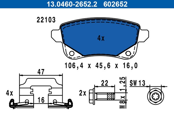 Bremsbelagsatz Scheibenbremse Ate 13.0460-2652.2 FüR Renault ScÉNic 3 JZ0 Tce-image