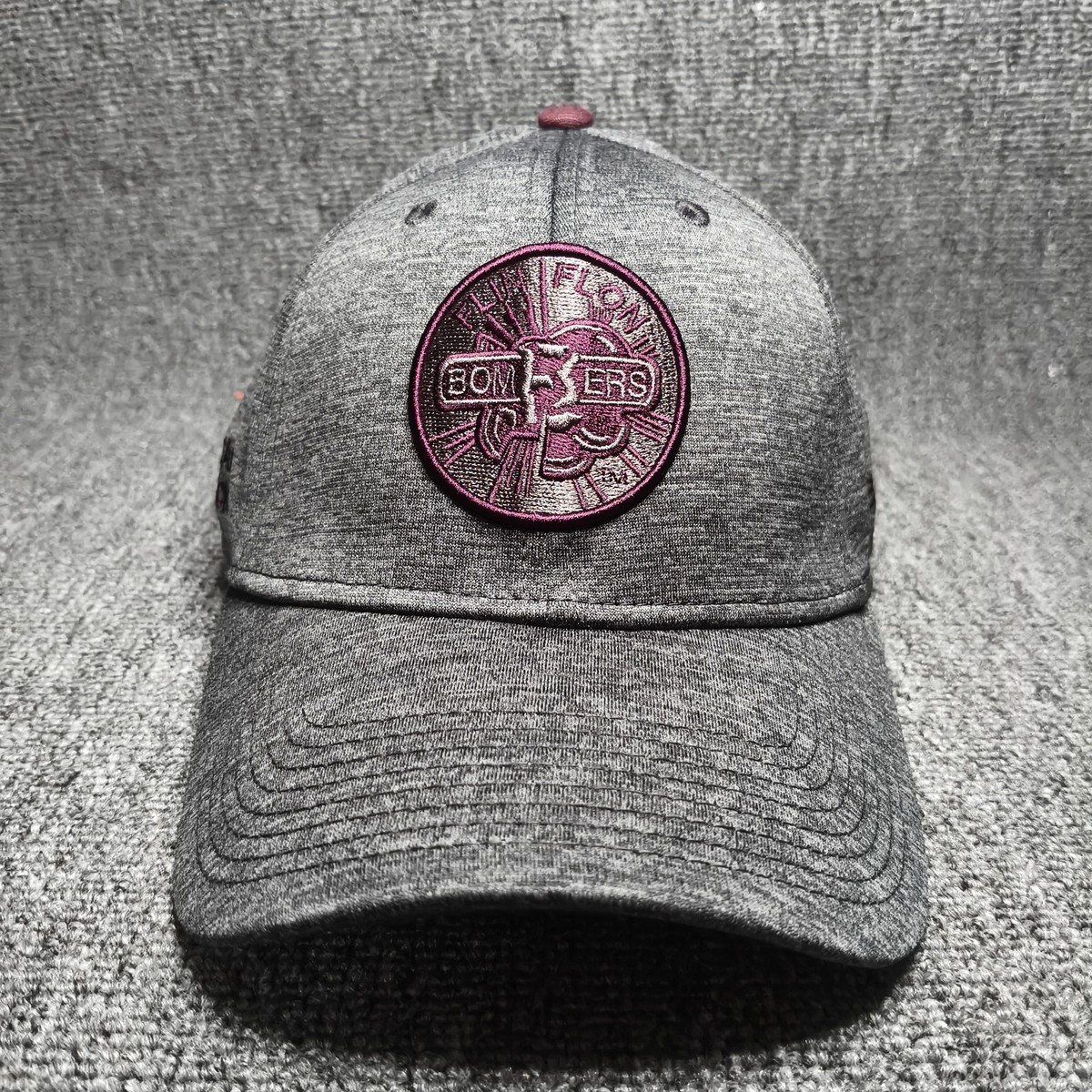 New Era Flin Flon Bombers Hat Cap Grey Maroon Embroidered Logo