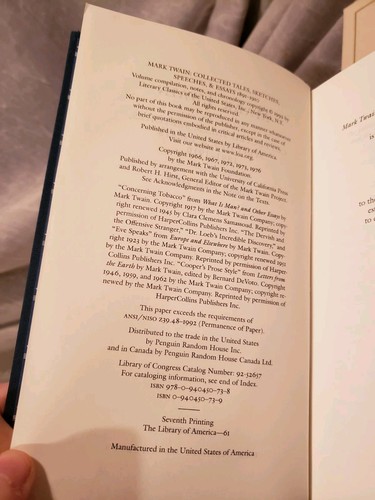 LIBRARY OF AMERICA, MARK TWAIN, TALES, SKETCHES, SPEECHES & ESSAYS. Vols. 1 & 2. - Picture 21 of 22