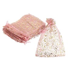 50Pcs Organza Bags 3.9x5.9 Inch Candy Bags Mesh Bag Jewelry Bag Pink