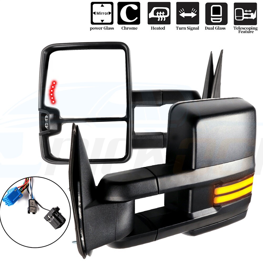 Towing Mirrors Power Heated Clearance Dynamic LED Signal For Chevy Silverado GMC