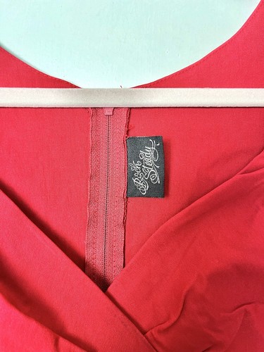 ROCK STEADY Cherry Red Diva Wiggle Midi Dress Size XS UK 8 Retro USA - Picture 4 of 9