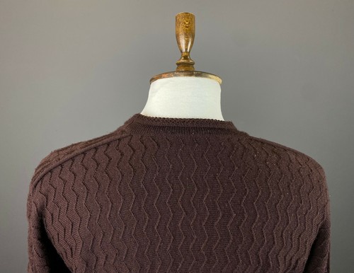 Men Carlo Colucci Brown Wool Blend Long Sleeve Knited Sweater Size 50 - Picture 6 of 9
