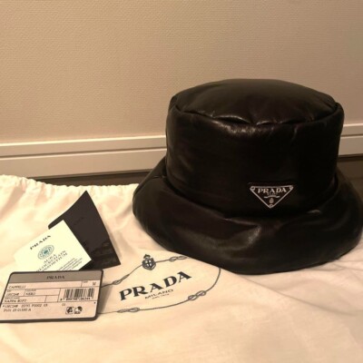ハット PRADA SHINY LEATHER BUCKET HAT Prada Nappa Leather Bucket 