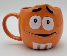 M&M Ceramic Sculptured Face Mug Cup Orange for Coffee Tea Chocolate Soup 3D 24oz