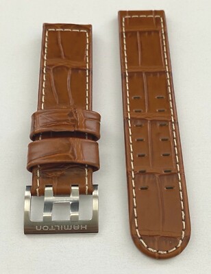 Original Hamilton Khaki Aviation 22mm Brown Leather Watch Band