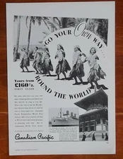 1938 Canadian Pacific World Tour Service Promo Hula Dancer Pic Vintage Print Ad 