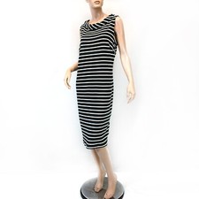 Talbots Plus Striped 100 Cotton Sleeveless Boat Neck Midi Dress, Size 1X