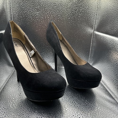 Size 6.5 - Mossimo Women's Black Faux Suede Stiletto Platform Heels (Z2) - Picture 2 of 6