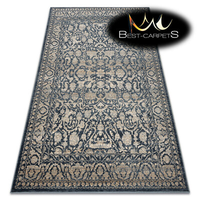 NATURWOLLE Teppiche NAIN Ornament Rahmen Beige Marine Vintage Exklusiv Beste Teppiche