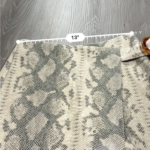 Zara Cream & Gray Snakeskin Print Belted Faux Wrap Skort Size S - Picture 8 of 10