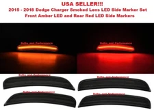 SMOKED LENS LED SIDE MARKER LIGHTS FRONT & REAR SET for 2015-2024 DODGE CHARGER