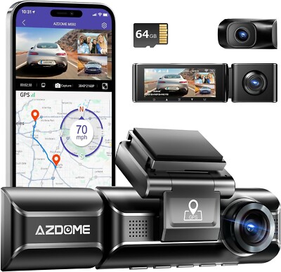AZDOME 3 Kanal 4K Dashcam Dual 1080P Auto Kamera Recorder GPS WIFI G-Sensor IR