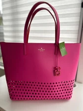 NWT Kate Spade New York Ivy Drive Bougainvillea Pink Leather Tote.
