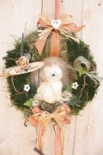 Türkranz Katze Maus natur Frühling Sommer Shabby Landhaus taupe rosa grün blau