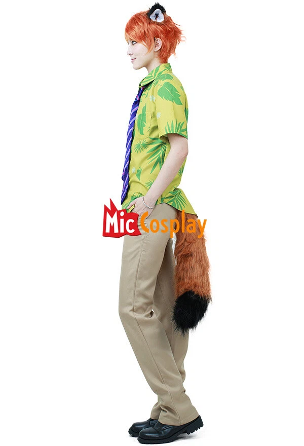 Men's Fox Nick Wilde Cosplay Costume Shirt Tie Ears Tail  - Image 4 of 4